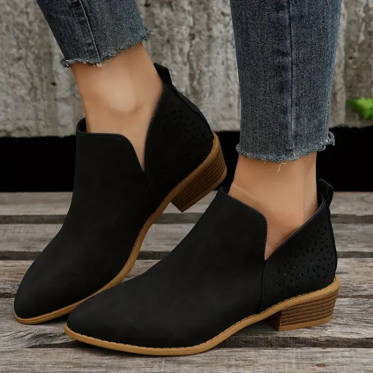 WOMEN'S CHUNKY RETRO LOW HEELS BOOTS 2025