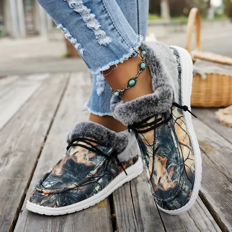 GODERICHâ„¢ CAMOUFLAGE FAUX FUR WINTER ANKLE BOOTS