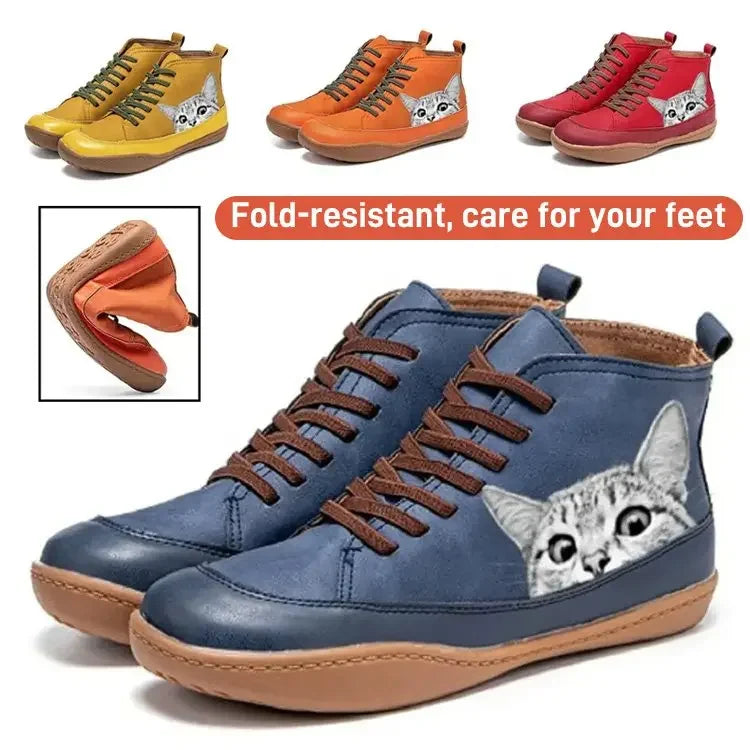 LARA™ WOMEN'S CAT PRINTED ANKLE BOOTS