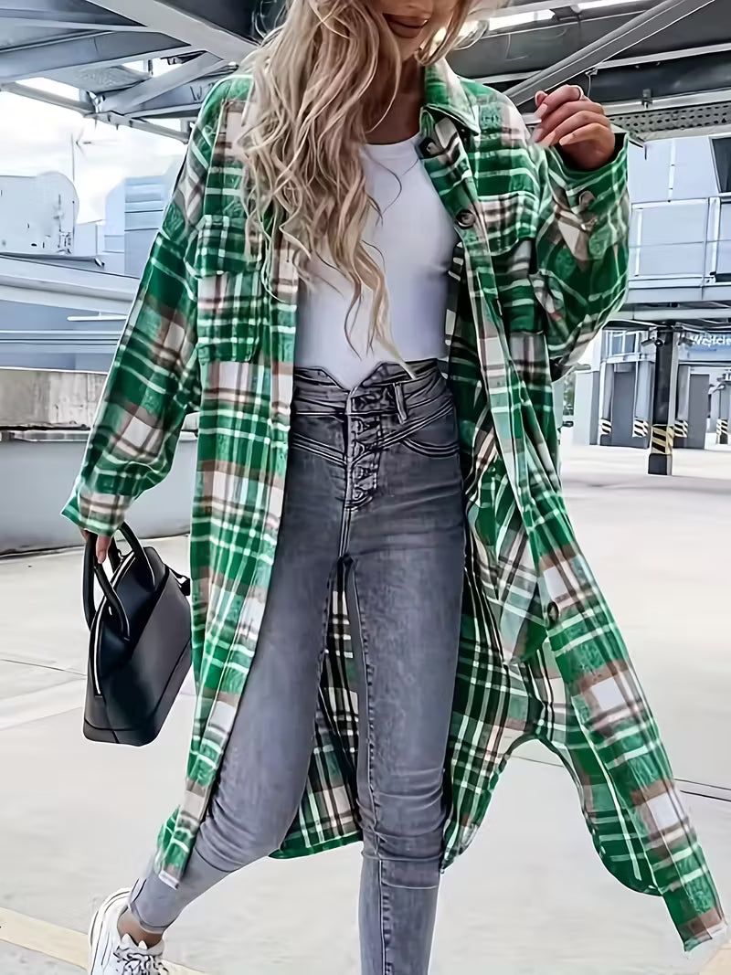 ELARA™ LONG PLAID JACKET