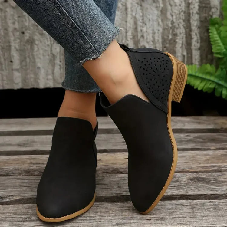 WOMEN'S CHUNKY RETRO LOW HEELS BOOTS 2025