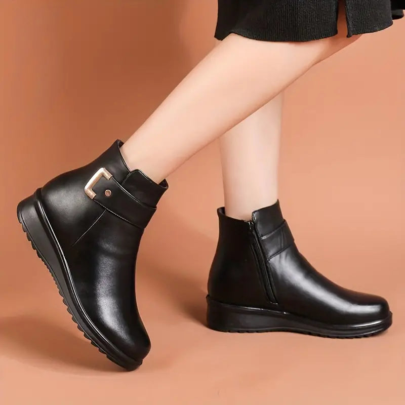 RIVERFORD™ WOMEN'S BUCKLE SIDE ZIPPER VELVET FLUFFY WINTER BOOTS