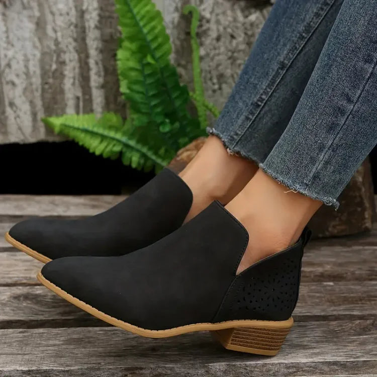 WOMEN'S CHUNKY RETRO LOW HEELS BOOTS 2025