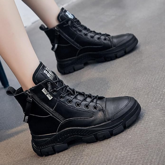 RICY™ LEATHER LIGHTWEIGHT LACE-UP ZIPPER ANKLE BOOTS