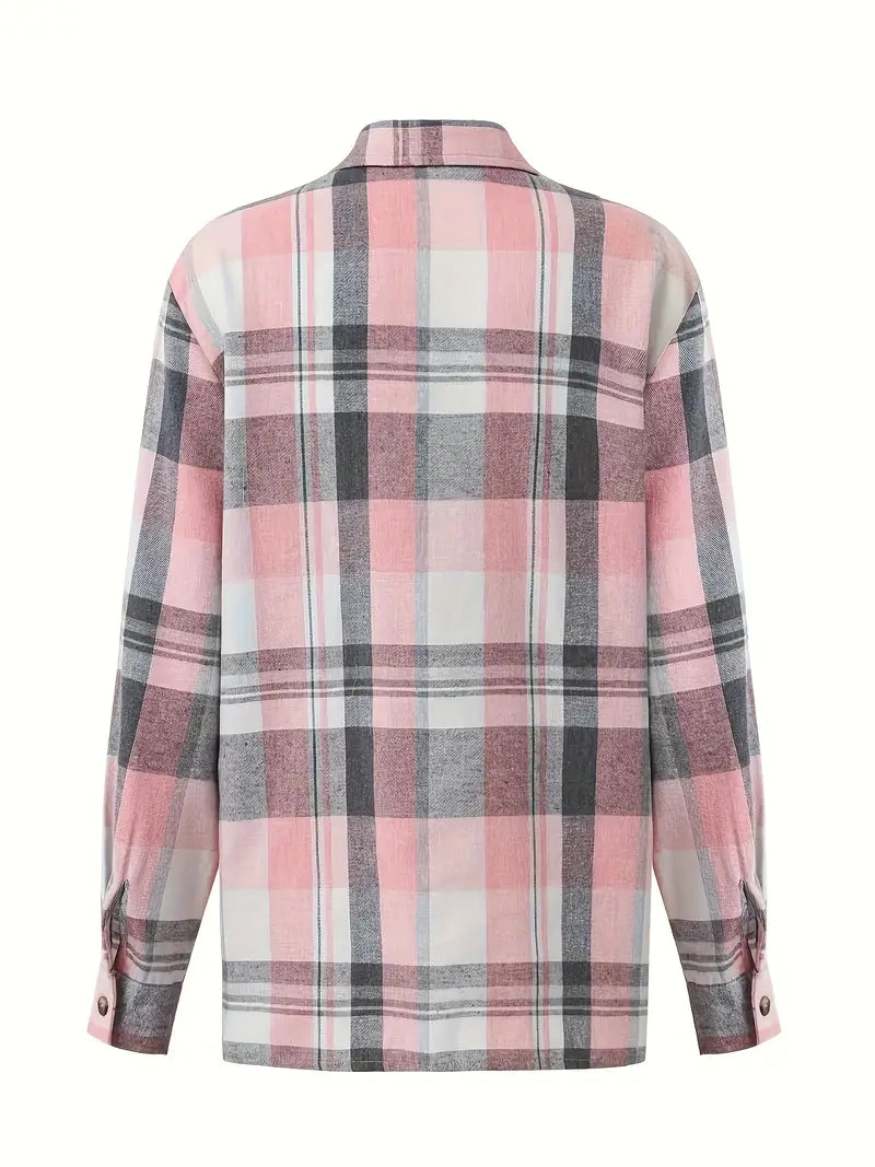 TESSA™ PINK PLAID SHORT-SLEEVE BLOUSE