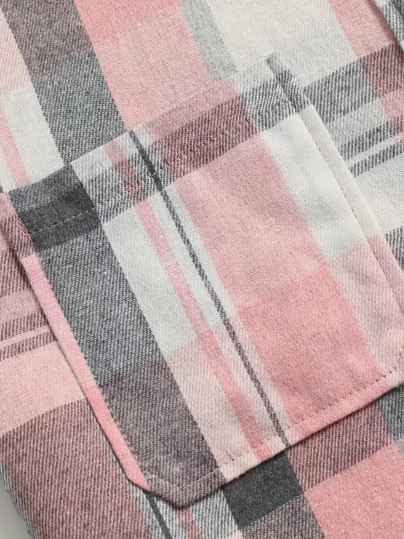 TESSA™ PINK PLAID SHORT-SLEEVE BLOUSE