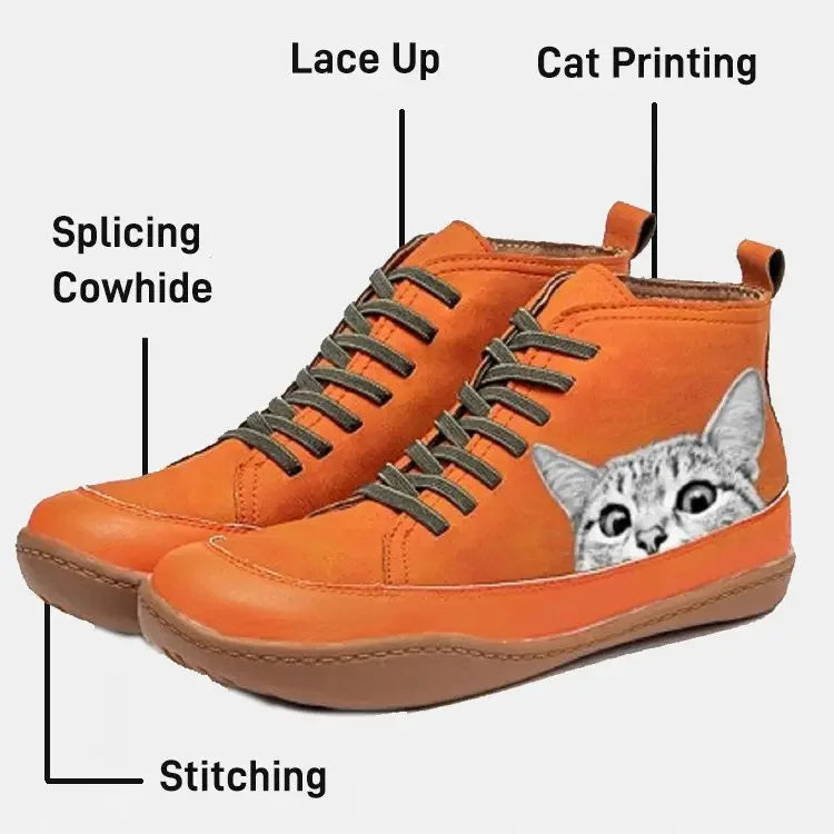LARA™ WOMEN'S CAT PRINTED ANKLE BOOTS
