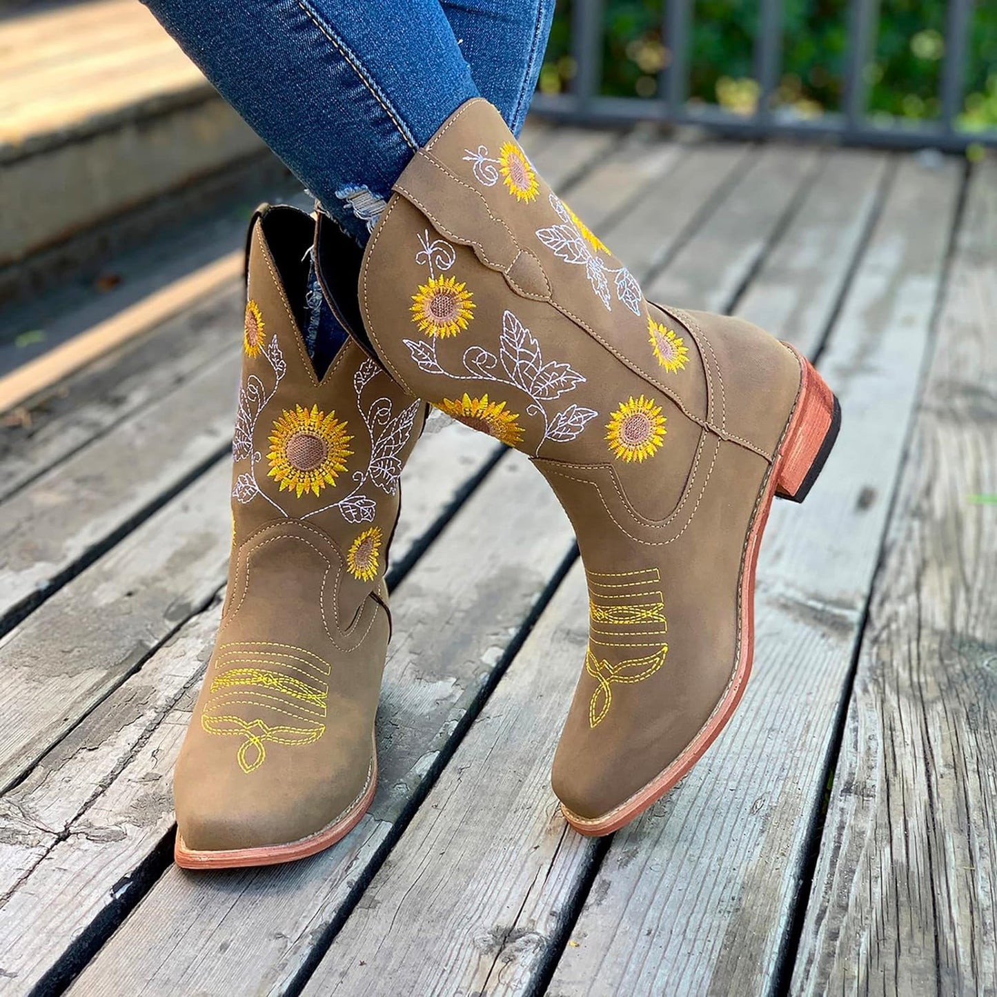 FREYA™ EMBROIDERED STYLE WEDGE HEEL CASUAL ANKLE BOOTS