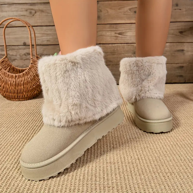 PINECREST™ WOMEN'S FLUFFY FOLD OVER ANKLE WINTER BOOTS