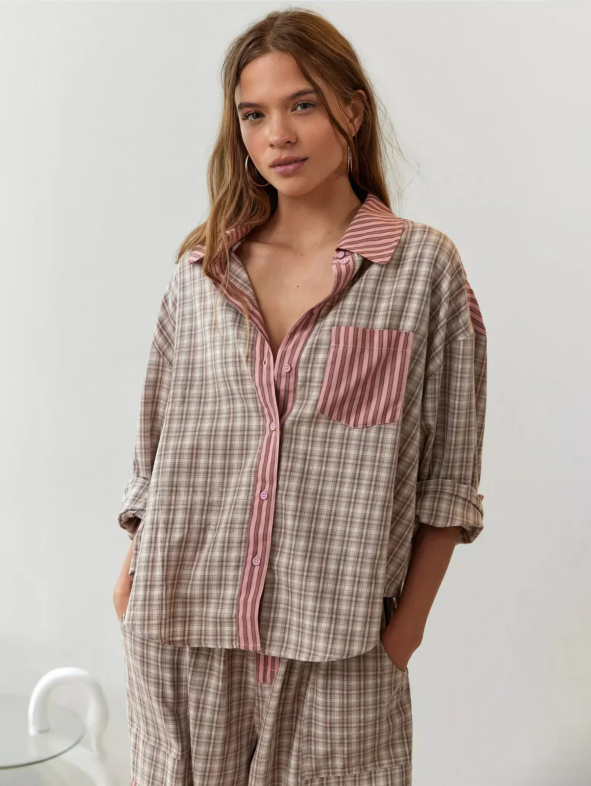 CARTER™ WOMEN'S 2-PIECE PYJAMA SET: LONG SLEEVE BUTTON SHIRT AND TROUSERS