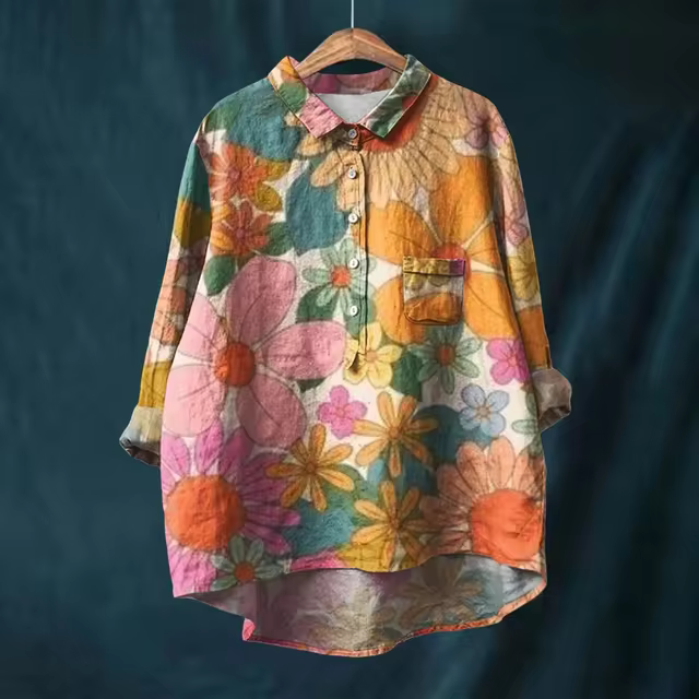 AKIRA™ COLORFUL SPRING FLORAL CASUAL SHIRT