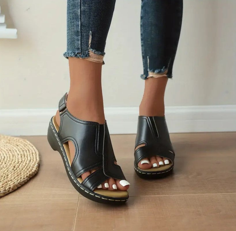 PREMIUMâ„¢ ORTHOPEDIC LEATHER WEDGE SANDALS