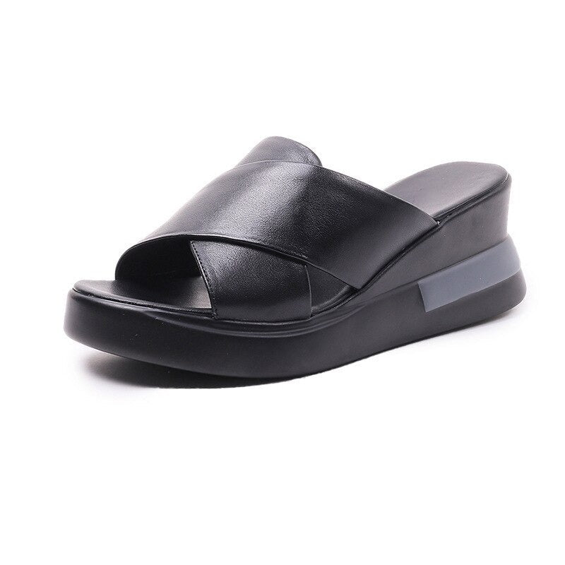 NOBEL PREMIUM CASUAL LEATHER PLATFORM SANDALS