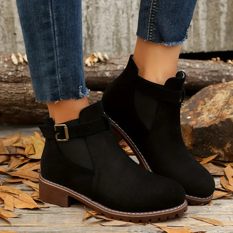 ENDERBY™ WOMEN'S RETRO FLAT BUCKLE ANKLE BOOTS