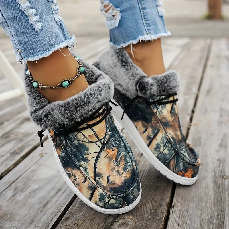 GODERICHâ„¢ CAMOUFLAGE FAUX FUR WINTER ANKLE BOOTS