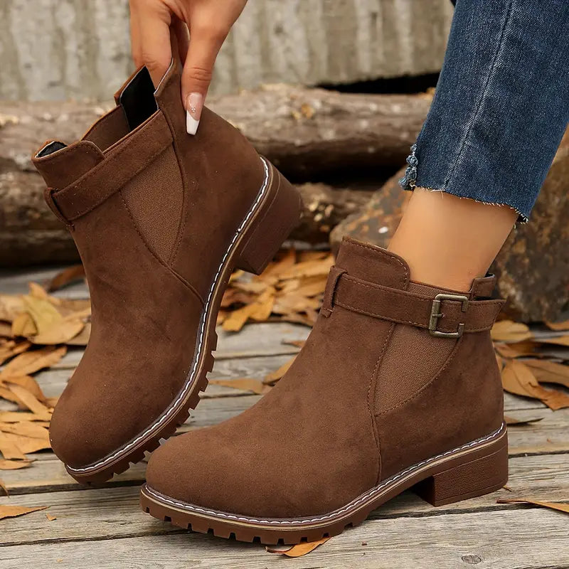 ENDERBY™ WOMEN'S RETRO FLAT BUCKLE ANKLE BOOTS