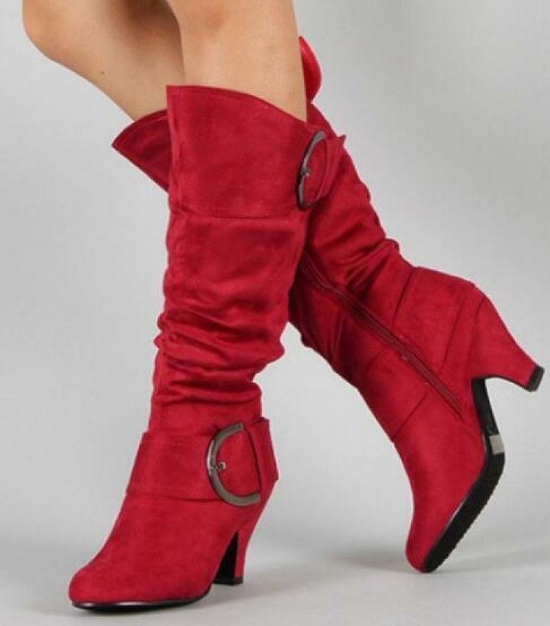 BLOCK ZIPPER HEEL BOOTS