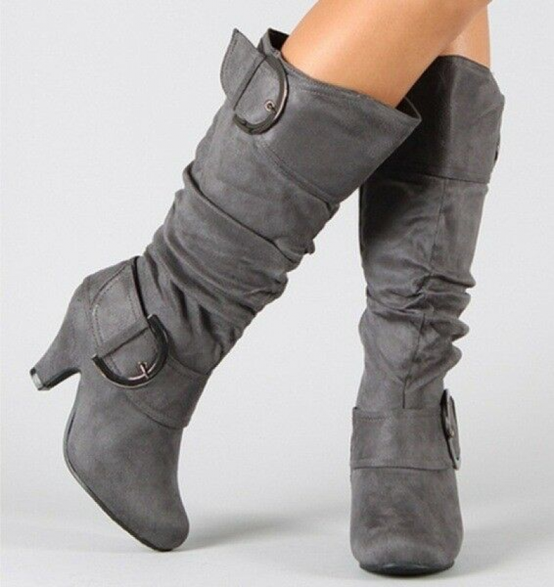 BLOCK ZIPPER HEEL BOOTS