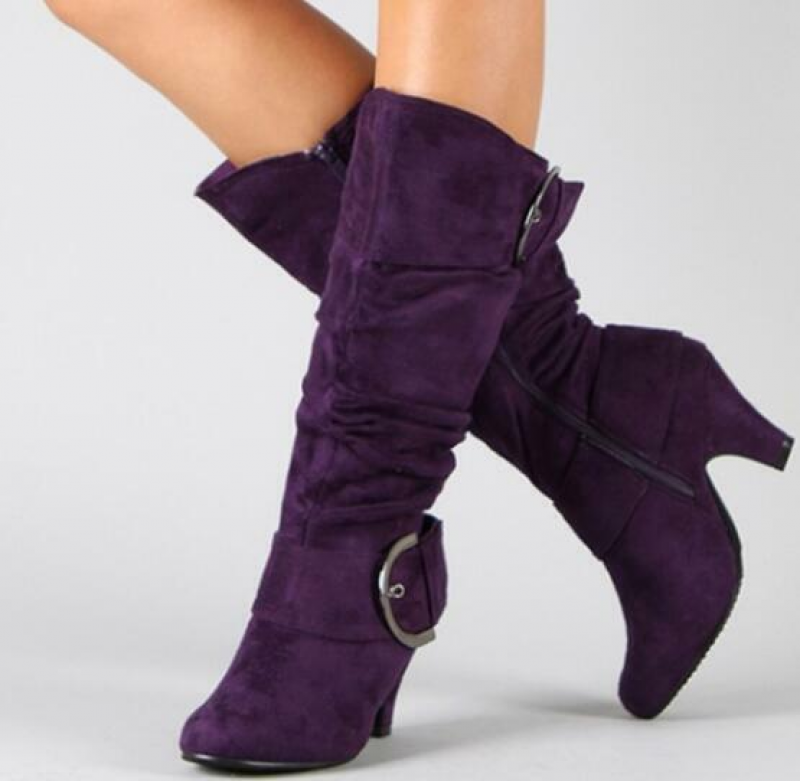 BLOCK ZIPPER HEEL BOOTS