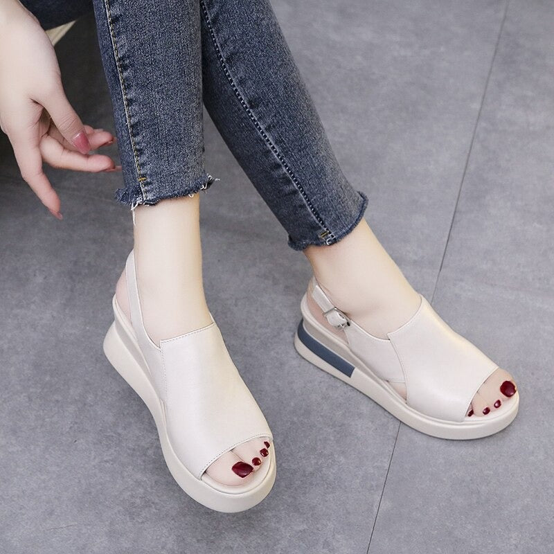 NOBEL PREMIUM CASUAL LEATHER PLATFORM SANDALS