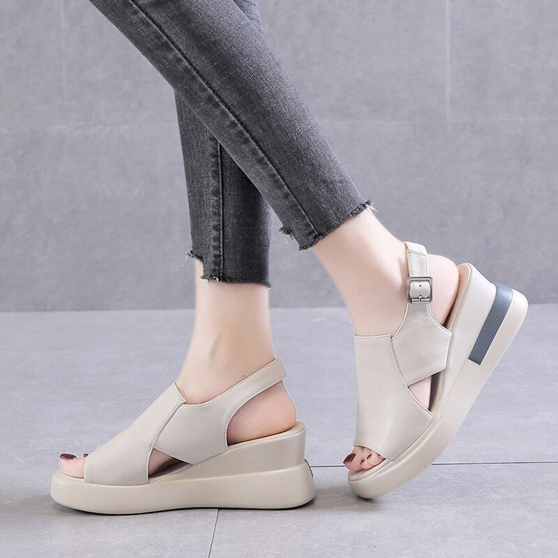 NOBEL PREMIUM CASUAL LEATHER PLATFORM SANDALS