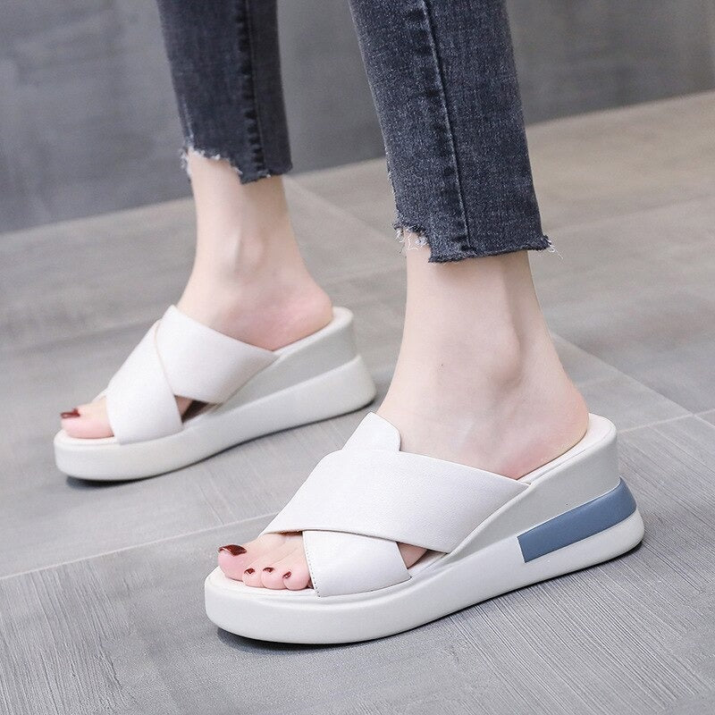 NOBEL PREMIUM CASUAL LEATHER PLATFORM SANDALS