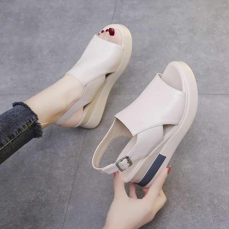 NOBEL PREMIUM CASUAL LEATHER PLATFORM SANDALS