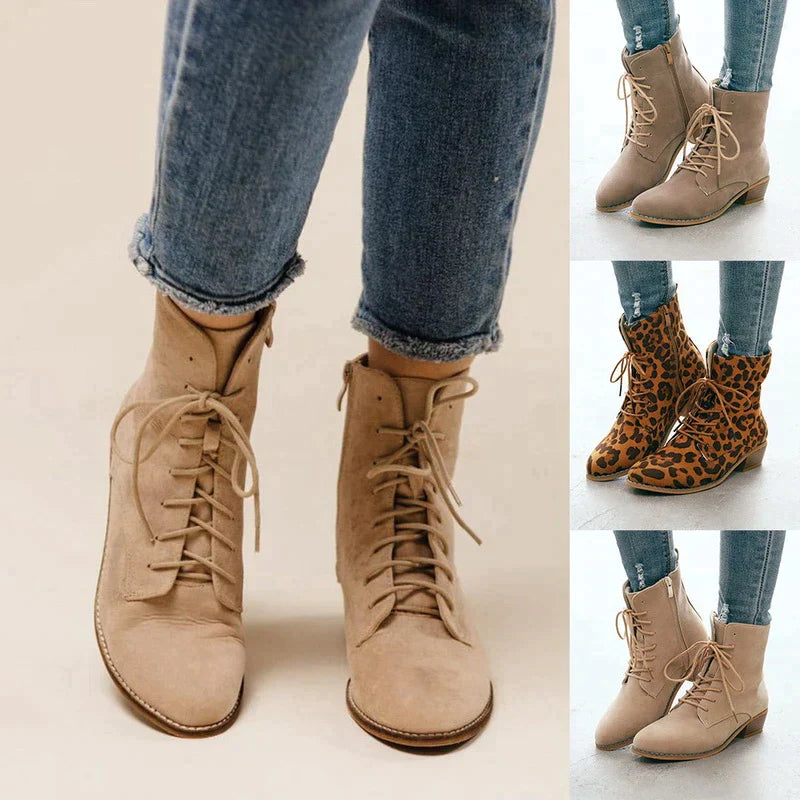 WOMEN'S ELEGANT LACE-UP ZIPPER BOOTS 2025