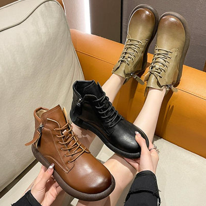 KINSLEY™ WATERPROOF VINTAGE LEATHER ZIPPER BOOTS