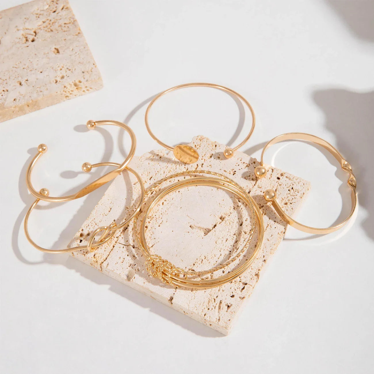 ARCÉTTA FORM™ — 5PCS GEOMETRIC GLOSSY BANGLE & CUFF BRACELET SET