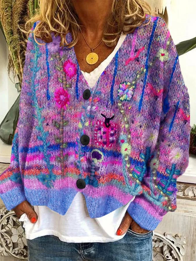 HAILEY™ - RETRO FAUX WOOL CASUAL LOOSE-FIT BUTTON CARDIGAN