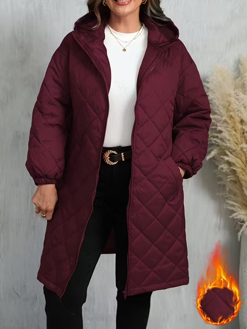 CAMILA™ WOMEN'S ELEGANT PURPLE QUILTED HOODED JACKET