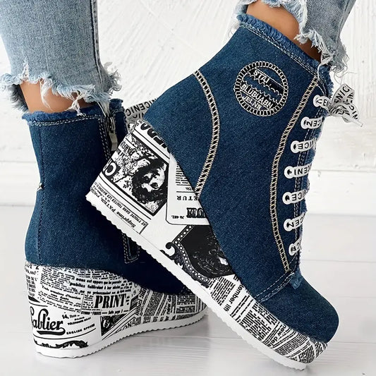 MONTREAL™ DENIM LACE-UP PLATFORM WINTER BOOTS