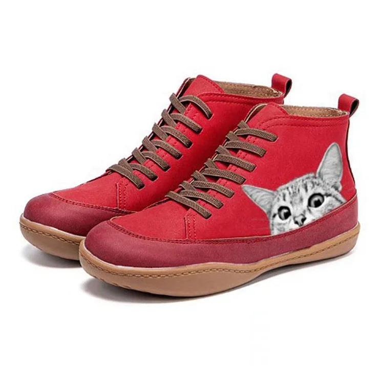 LARA™ WOMEN'S CAT PRINTED ANKLE BOOTS