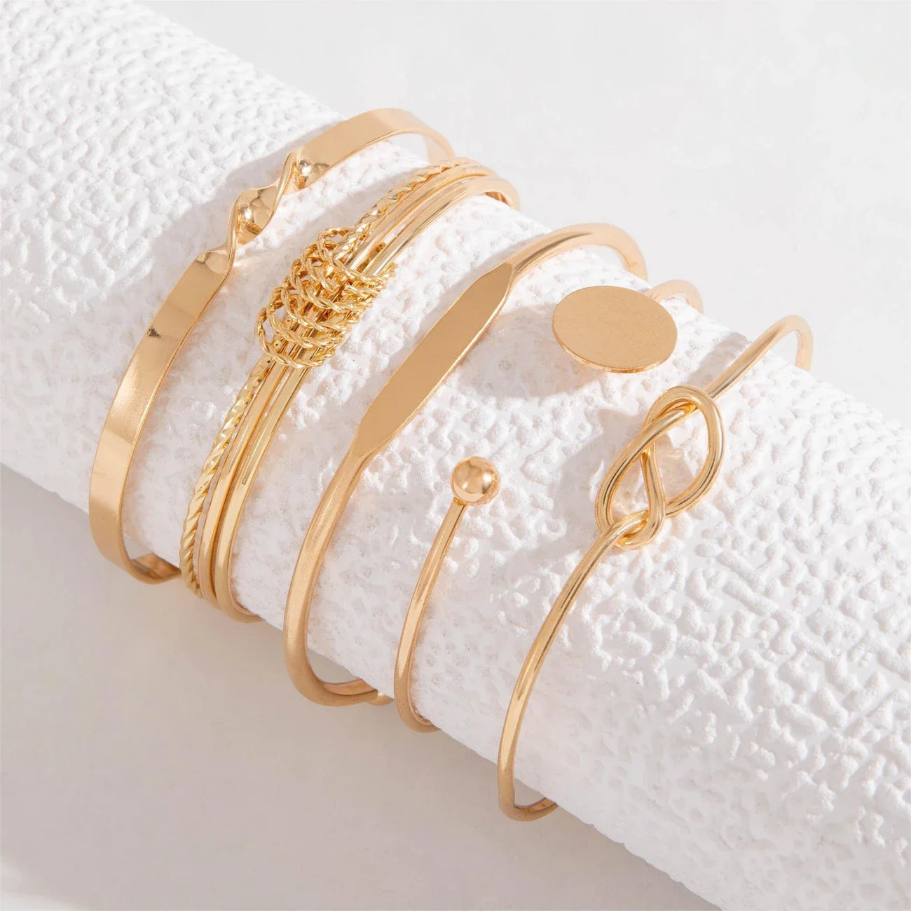 ARCÉTTA FORM™ — 5PCS GEOMETRIC GLOSSY BANGLE & CUFF BRACELET SET