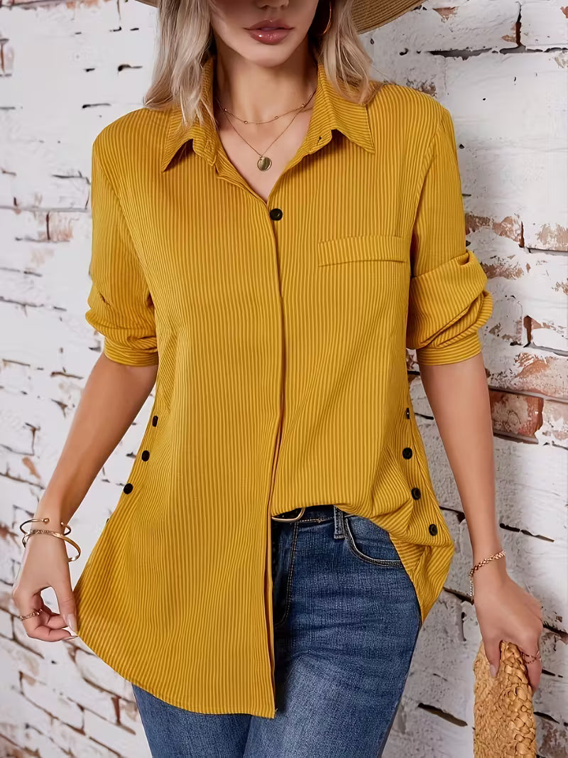 AURORA™ | SOLID SIDE BUTTON BLOUSE