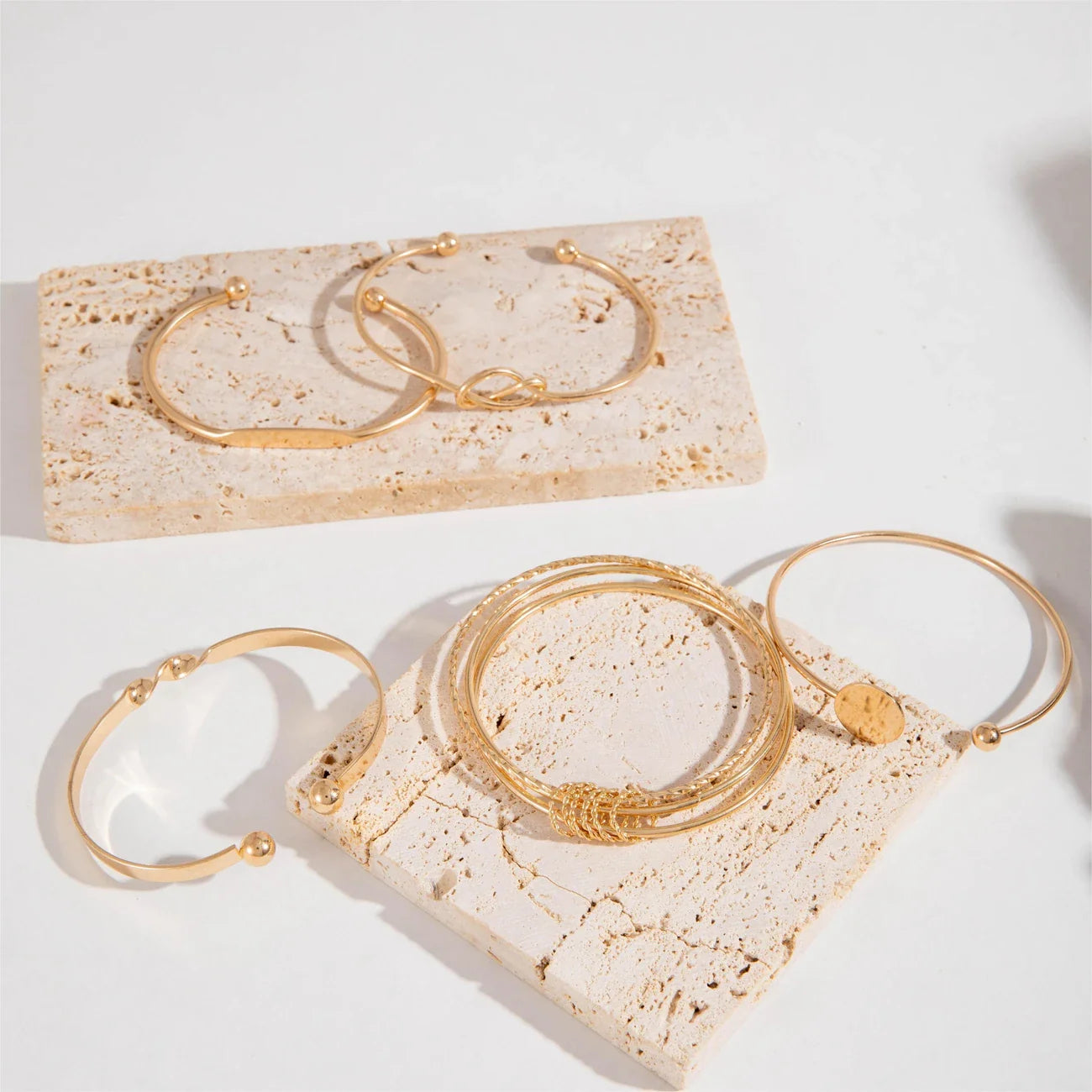 ARCÉTTA FORM™ — 5PCS GEOMETRIC GLOSSY BANGLE & CUFF BRACELET SET
