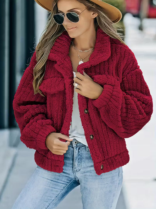 RENAE™ WOMEN'S SOLID FAUX FUR TRUCKER JACKET