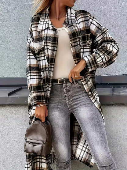 ELARA™ LONG PLAID JACKET