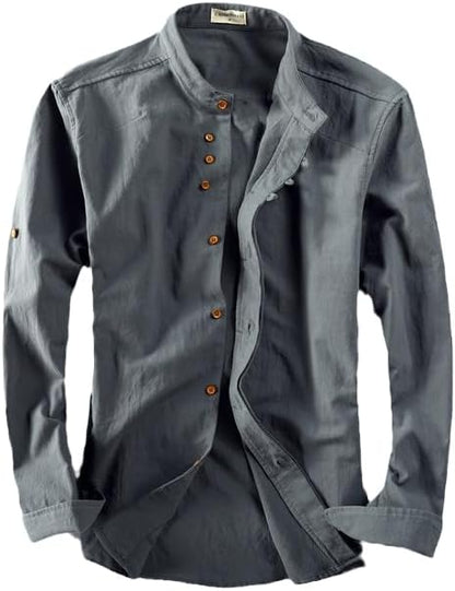 KAITO™ VINTAGE LINEN STAND-COLLAR SHIRT
