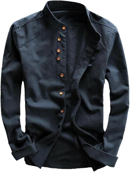 KAITO™ VINTAGE LINEN STAND-COLLAR SHIRT