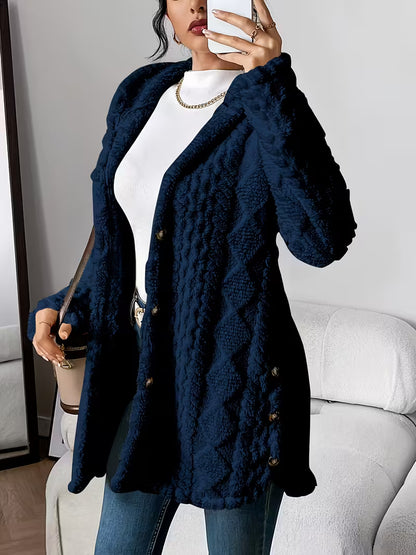 ISABELLA™ WOMEN'S AUTUMN-WINTER JACQUARD PLUSH HOODED CARDIGAN COAT