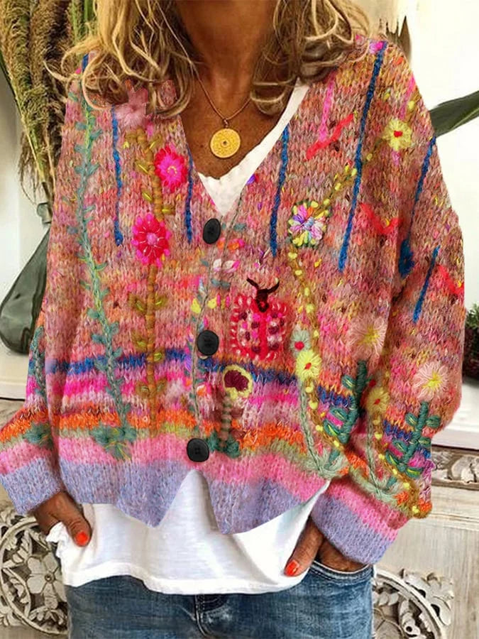 HAILEY™ - RETRO FAUX WOOL CASUAL LOOSE-FIT BUTTON CARDIGAN