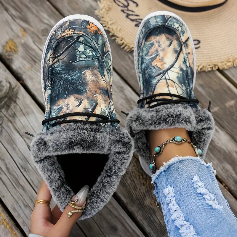 GODERICH™ CAMOUFLAGE FAUX FUR WINTER ANKLE BOOTS