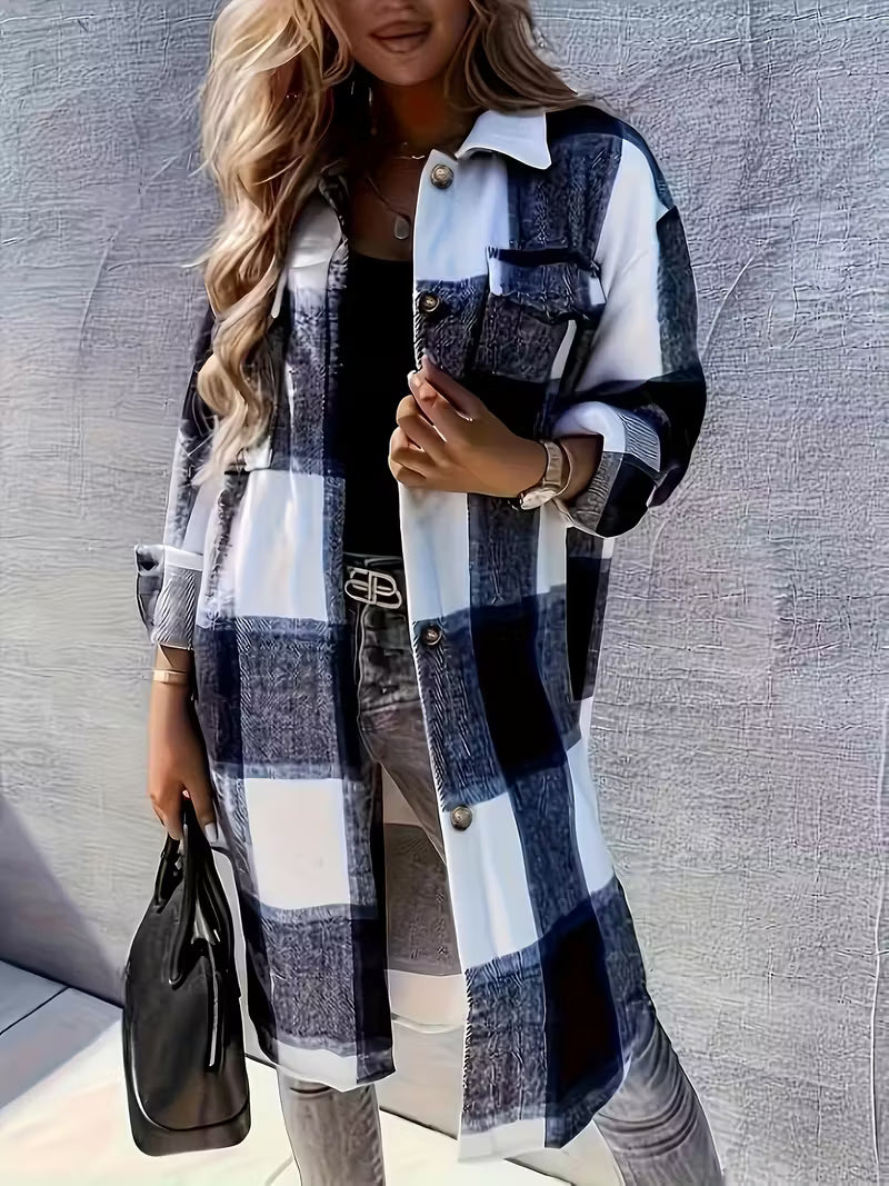 ELARA™ LONG PLAID JACKET