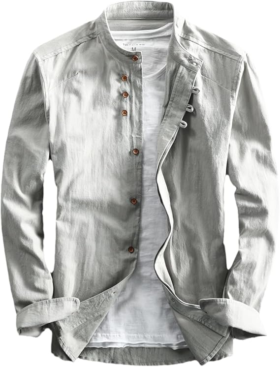 KAITO™ VINTAGE LINEN STAND-COLLAR SHIRT
