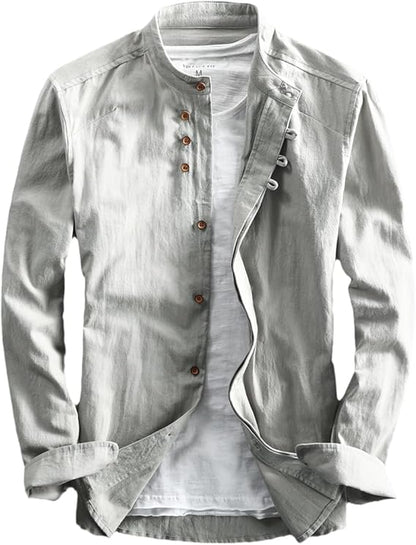 KAITO™ VINTAGE LINEN STAND-COLLAR SHIRT