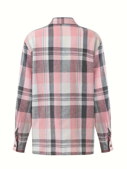 TESSA™ PINK PLAID SHORT-SLEEVE BLOUSE