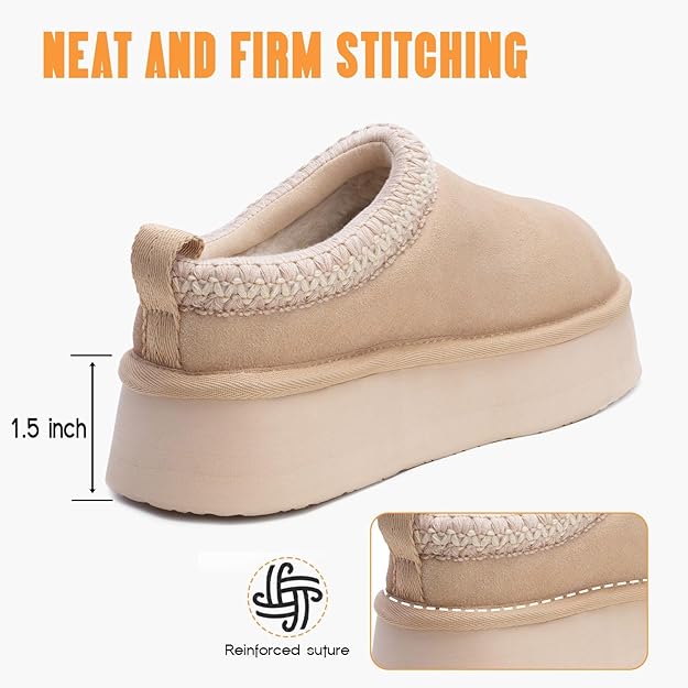WOMEN'S PLATFORM SLIPPERS – COZY SUEDE ANKLE BOOTS WITH FLEECE LINING