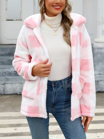 DAPHNE™ PLAID PATCH TEDDY COAT